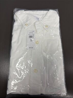 NWT GAP Kids White Button-Front Dress Shirt Size XL/12